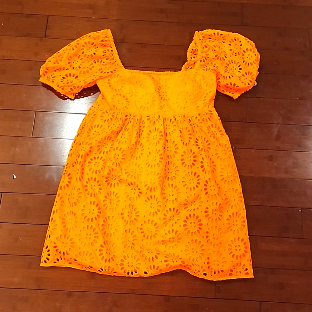 Lilly Pulitzer Orange Eyelet Babydoll Dress Size 10